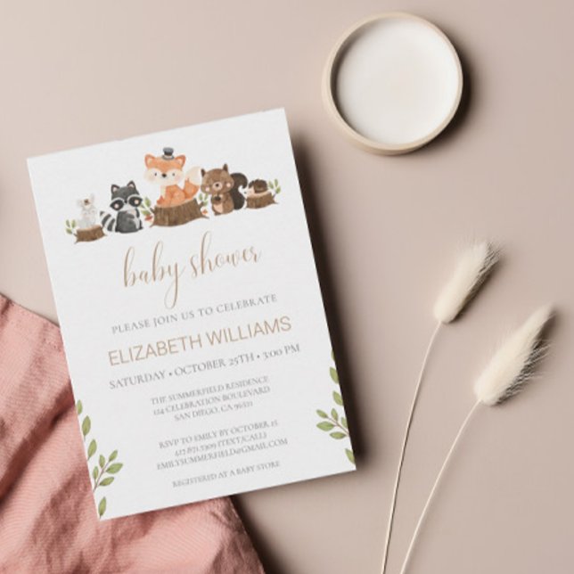 Invitación Woodland Forest Animals Gender Neutral Baby Shower (Subido por el creador)