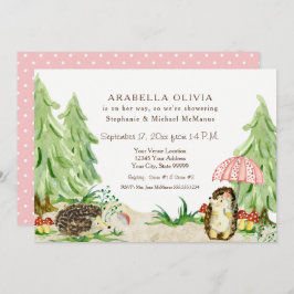 Invitación Woodland Forest Animals Hedgehogs Chica Baby Showe