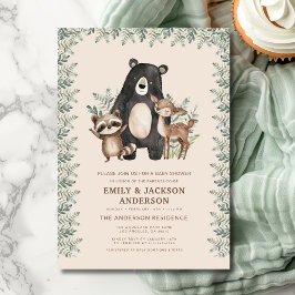 Invitación Woodland Forest Animals Parejas Baby Shower