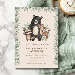 Invitación Woodland Forest Animals Parejas Baby Shower