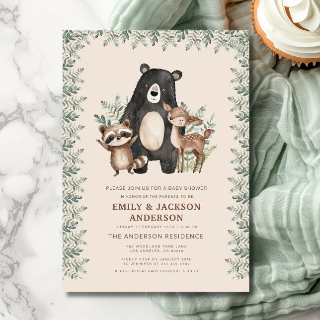 Invitación Woodland Forest Animals Parejas Baby Shower (Subido por el creador)
