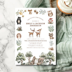 Invitación Woodland Forest Animals Parejas Baby Shower