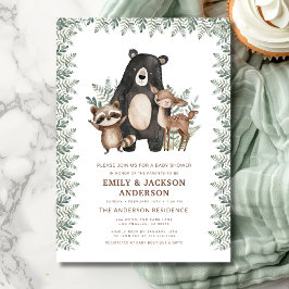 Invitación Woodland Forest Animals Parejas Baby Shower