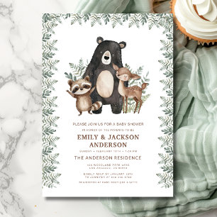 Invitación Woodland Forest Animals Parejas Baby Shower
