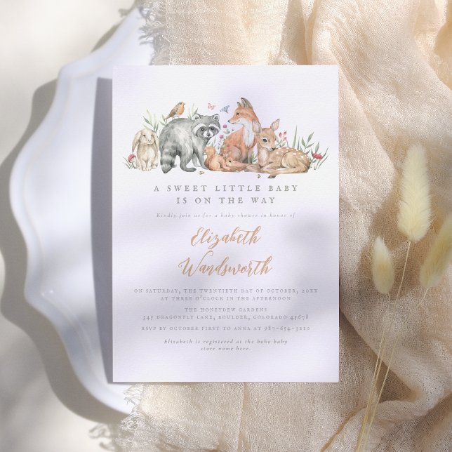 Invitación Woodland Forest Animals Vintage Baby Shower (Subido por el creador)