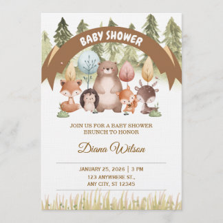 Invitación Woodland Forest Baby Shower Invite