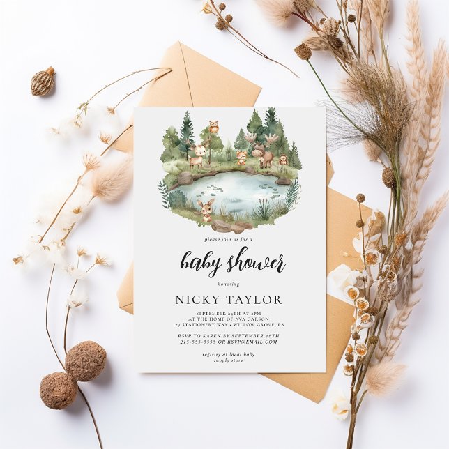 Invitación Woodland Forest Cute Animal Baby Shower (Subido por el creador)