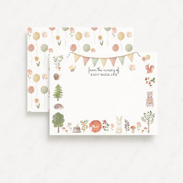Invitación Woodland Forest Friends Nursery Note Card
