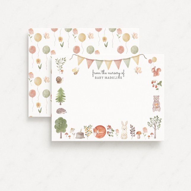 Invitación Woodland Forest Friends Nursery Note Card (Subido por el creador)
