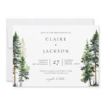 Woodland Forest Green Pines Moderno Boda