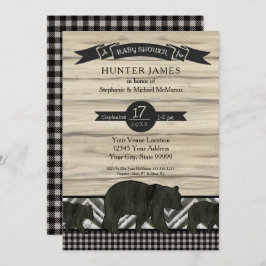 Invitación Woodland Forest Lumberjack Bears Wood Baby Shower
