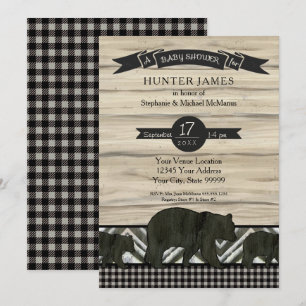 Invitación Woodland Forest Lumberjack Bears Wood Baby Shower