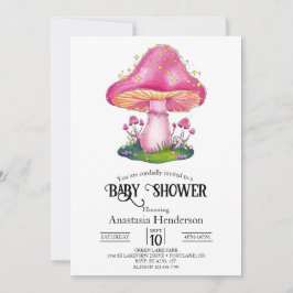 Invitación Woodland Forest Mushroom Baby Shower