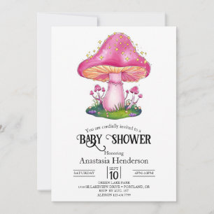 Invitación Woodland Forest Mushroom Baby Shower