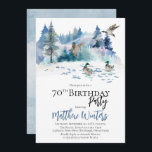 Invitación Woodland Forest Nature 70th Birthday Party<br><div class="desc">Escena boscosa con temática natural,  con patos fiesta por su "cumpleaños 70". Diseño compuesto por Holiday Hearts Designs.</div>