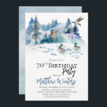 Invitación Woodland Forest Nature 70th Birthday Party<br><div class="desc">Escena boscosa con temática natural,  con patos fiesta por su "cumpleaños 70". Diseño compuesto por Holiday Hearts Designs.</div>