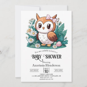 Invitación Woodland Forest Owl Baby Shower