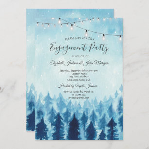 Invitación Woodland,Forest,Pine Trees Blue Engagement