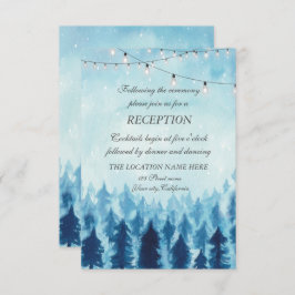 Invitación Woodland, Forest, Pine Trees Blue Wedding Receptio