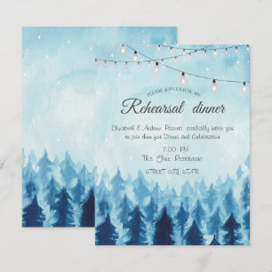 Invitación Woodland, Forest,Pine Trees Cena Blue