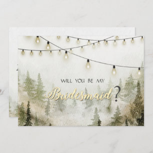 Invitación Woodland, Forest,Pine Trees,String Lights