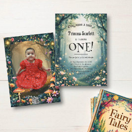 Invitación Woodland Forest Whimsical Fairytale 1er cumpleaños