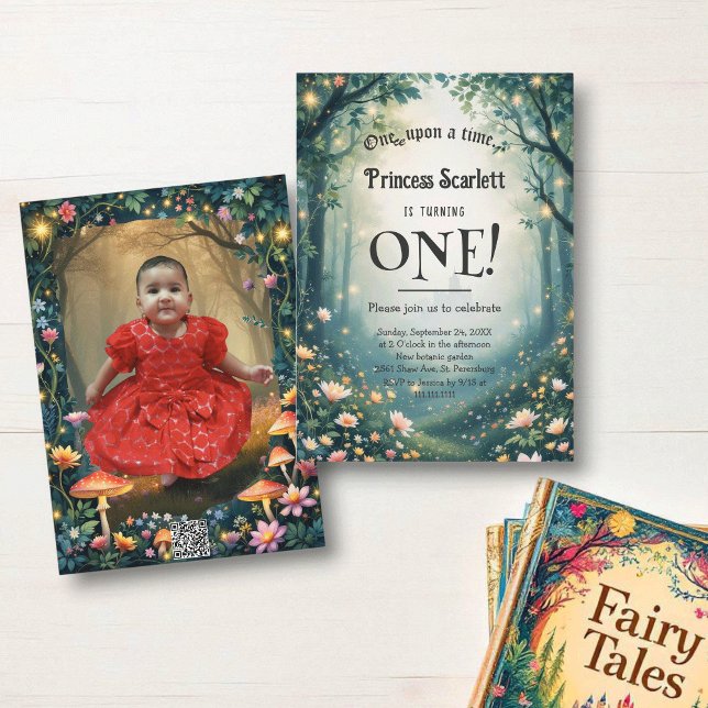 Invitación Woodland Forest Whimsical Fairytale 1er cumpleaños (Subido por el creador)