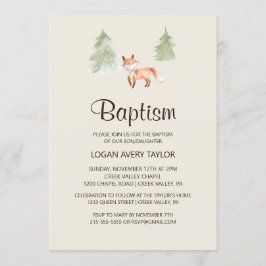 Invitación Woodland Fox Baby Baptism
