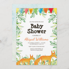 Invitación Woodland Fox Baby Shower