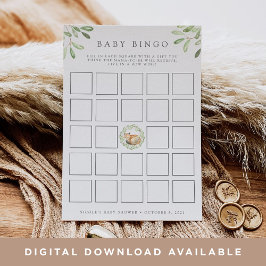 Invitación Woodland Fox Baby Shower Bingo Game Card