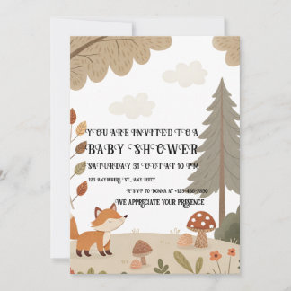 Invitación Woodland Fox Baby Shower Invitation