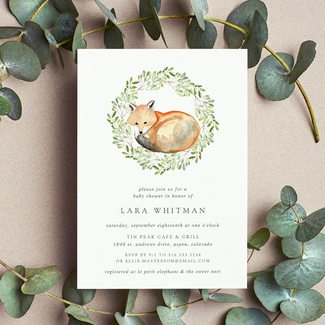 Invitación Woodland Fox Baby Shower Invitation (Subido por el creador)