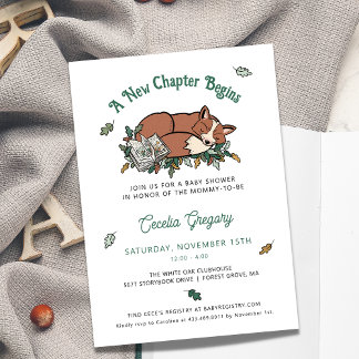 Invitación Woodland Fox Book Tema Baby Shower