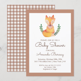 Invitación Woodland Fox Chicas Baby Shower