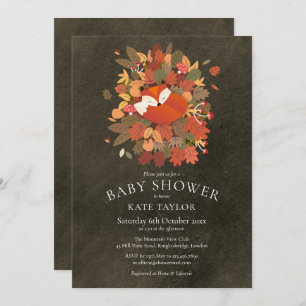 Invitación Woodland Fox Cub Baby Shower Chalkboard