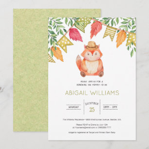 Invitación Woodland Fox Family Fiesta Minimal Baby Shower