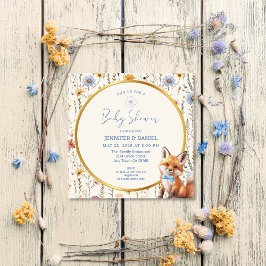 Invitación Woodland Fox Floral Baby Shower