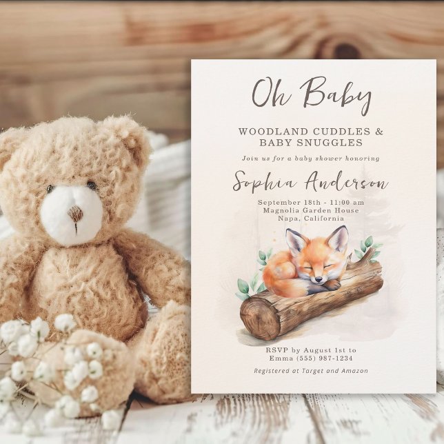 Invitación Woodland Fox Neutral Oh Baby Shower Invitation (Subido por el creador)