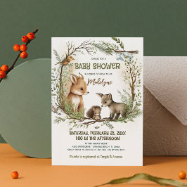 Invitación Woodland Fox Squirrel Forest Unisex Baby Shower