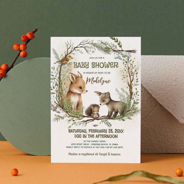 Invitación Woodland Fox Squirrel Forest Unisex Baby Shower (Subido por el creador)