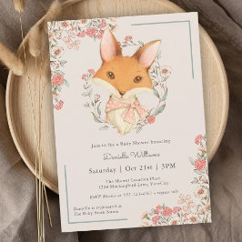 Invitación Woodland Fox Storybook Baby Shower para Chica