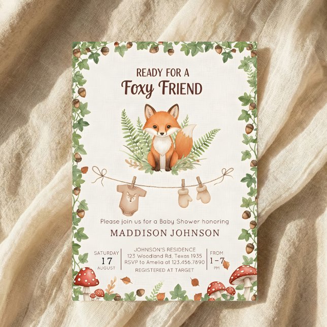 Invitación Woodland foxy baby shower (Subido por el creador)
