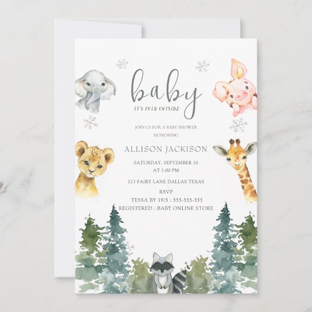 Invitación Woodland fría fuera de Baby Shower (Anverso)