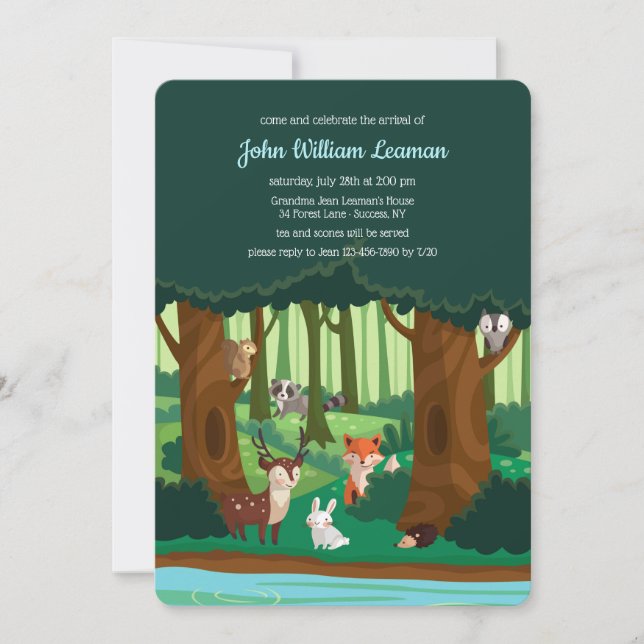 Invitación Woodland Friends Invitation (Anverso)