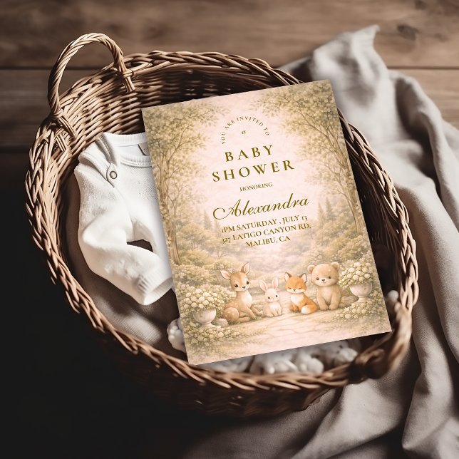 Invitación Woodland Garden Animals Baby Shower (Subido por el creador)
