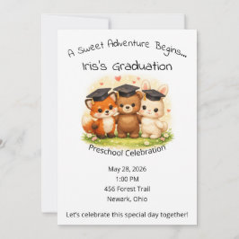 Invitación Woodland Graduation Party Preschool Kindergarten