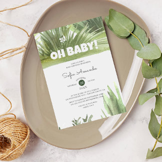 Invitación Woodland Grass Greenery Baby Shower