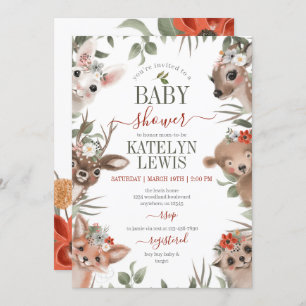 Invitación Woodland Green Chica Baby Shower