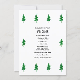 Invitación Woodland Green Trees Boho Chicas Boho Baby Shower