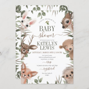 Invitación Woodland Greenery Baby Shower